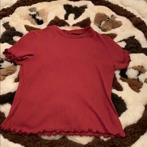 Burgundy fringed crop top